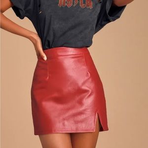 Lulus Red Vegan Leather Mini skirt size medium